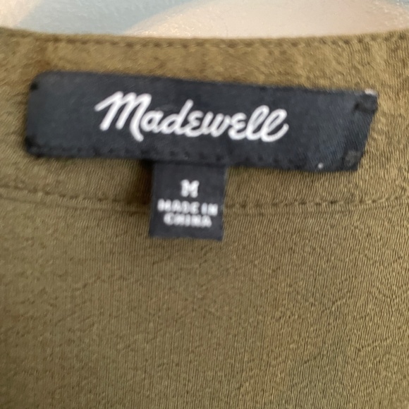 EUC Madewell Novella Lace-Up Olive Green Dress Size Medium - Picture 5 of 8